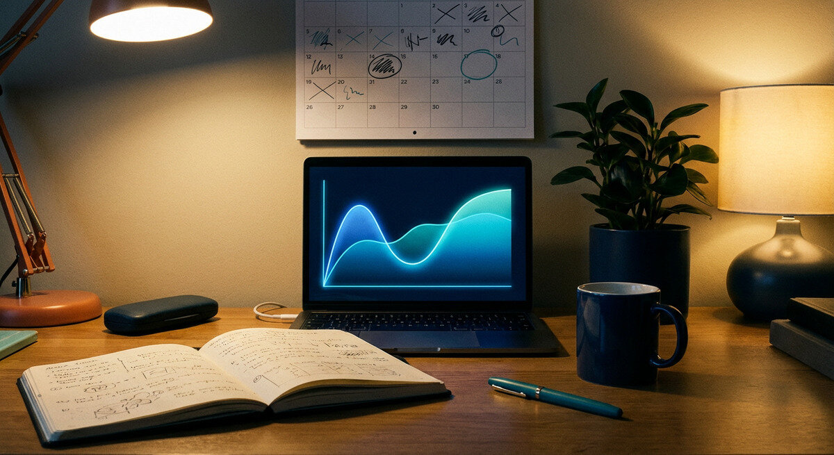 Workspace with recovery curve and calendar markers