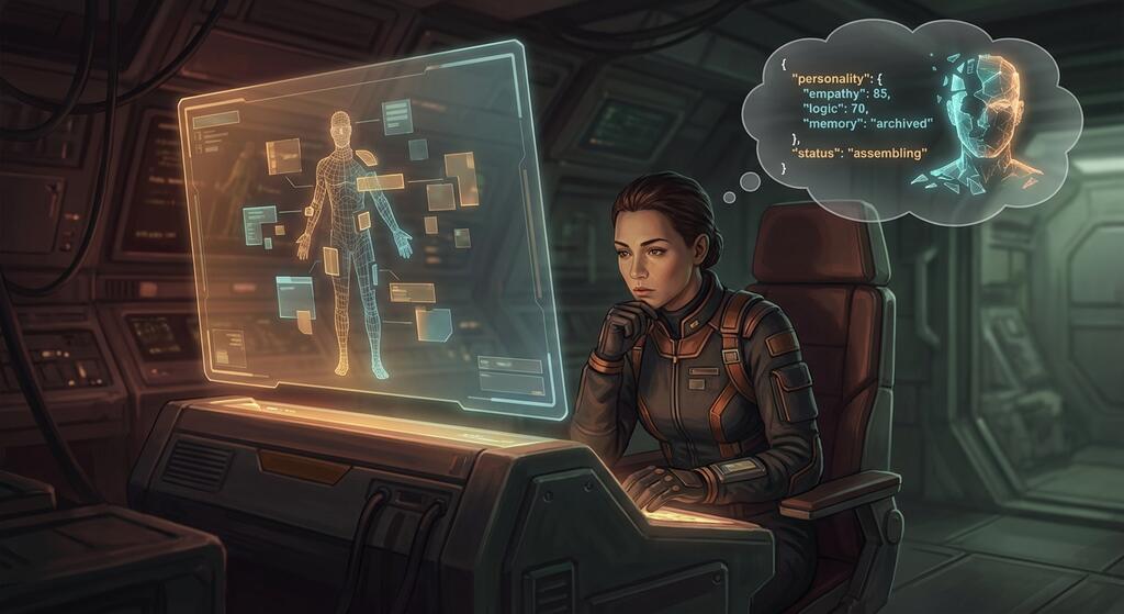 Entity being reconstructed from data blocks at console